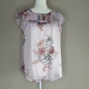 LOFT Floral Blouse - Pink and Blue